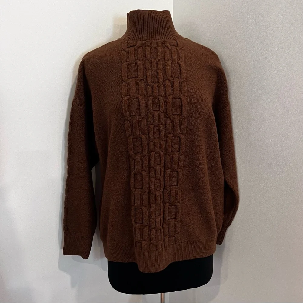 Calvin Klein Tech Knit Mock Neck Sweater in brown